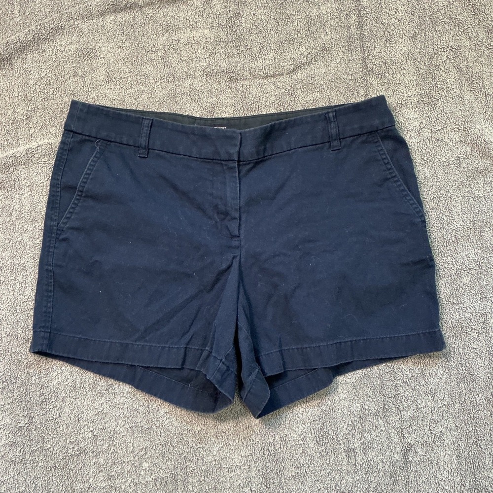 J.Crew Womens Navy Blue Chino Shorts Style H1453 Size 12 Mid Rise 4 Inch Inseam